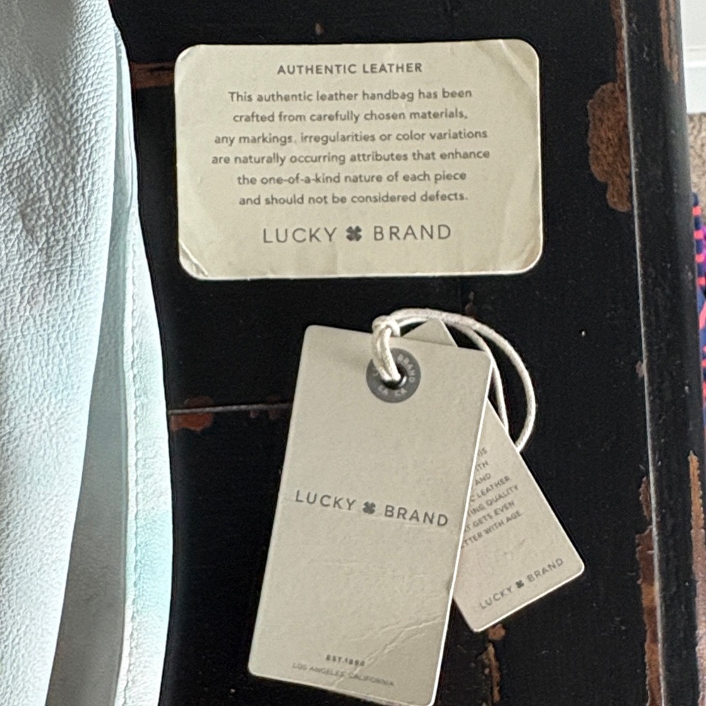 Lucky Brand Leather Shoulder Tote with Subtle Light Multi Colored Blue Tones - Picture 2 of 2